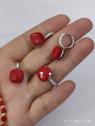 эксклюзивные свадебные пригласительные: Очень красивый Набор с камнями Кораллы по краям фианиты Италия — 8