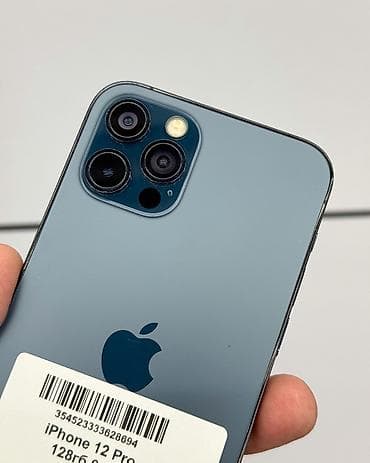iphone телефона: IPhone 12 Pro, Б/у, 128 ГБ, Pacific Blue, Защитное стекло, Чехол, В рассрочку, 91 % — 3