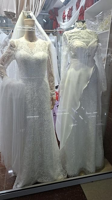 свадебные платья с камнями: Свадебное платье, Со шлейфом, Фатин, Пышное, Пайетки, Новый — 9