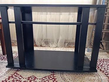 горка под тв: Тумба и подставка для телевизора, Напольная, ЛДСП, цвет - Черный — 3