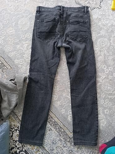 джинсы труба: Джинсы мужские, темно-серый denim (графит), прямой крой со слабым — 1
