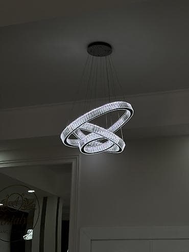 Люстры: Подвесная LED-люстра с кристаллами, дизайнерская - Конструкция: три — 2