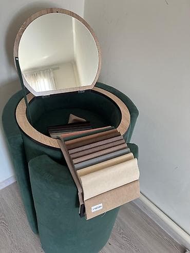 волшебный шар: Компактный круглый туалетный столик 2-в-1 с пуфом и зеркалом - — 2