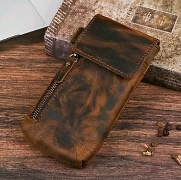 philips x333: Напоясная сумка-чехол для смартфона из коричневой кожи - Вертикальный — 4