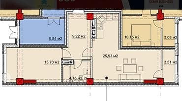 2 ком ак ниет кут: 2 комнаты, 60 м², Элитка, 6 этаж, Готовая ПСО (под самоотделку) — 2