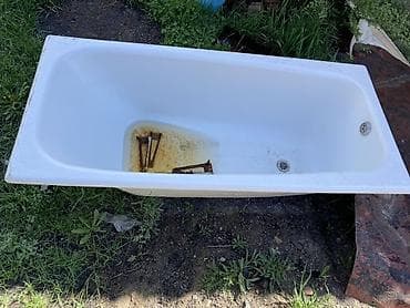 зимний душ: Ванна прямоугольная, белая, стальная/чугунная с эмалированным — 3