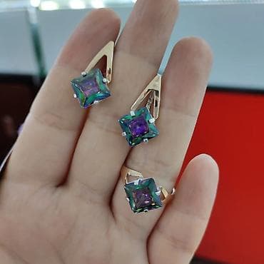 Серебряный Комплект Серебро + золото 925/ пробы напыление золото Цена