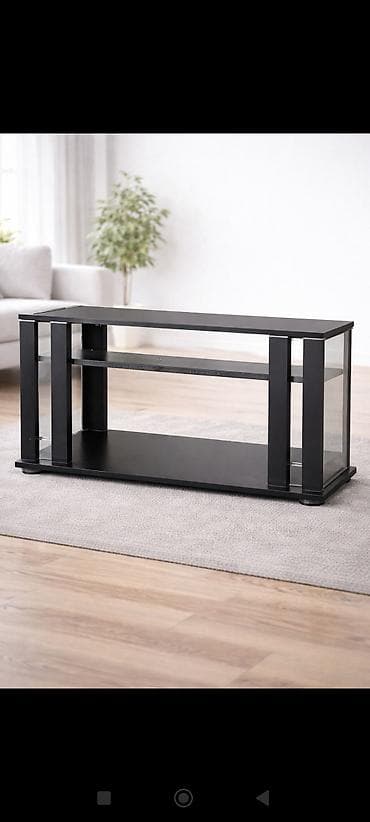 small table: Тумба и подставка для телевизора, Б/у, Напольная, ЛДСП, цвет - Черный — 1