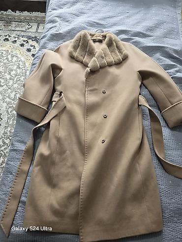 Элегантное женское пальто MODALARISSA цвета капучино с норковым — 2