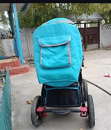 бассейн с горкой: Коляска, цвет - Голубой, Б/у — 3