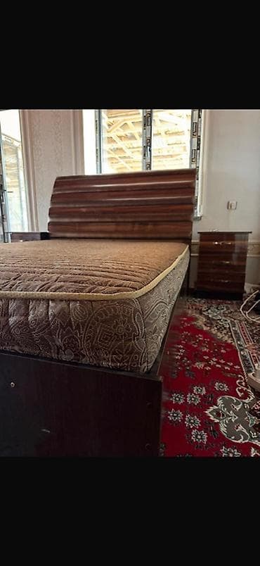 Спальные гарнитуры: Спальный гарнитур, Б/у, Двуспальная кровать, МДФ, цвет - Коричневый — 2