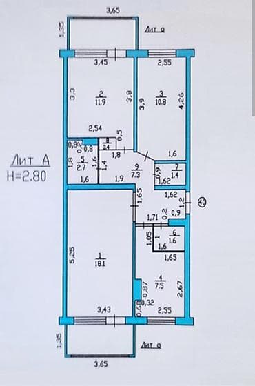 105: 3 комнаты, 61 м², 105 серия, 3 этаж, Старый ремонт — 1