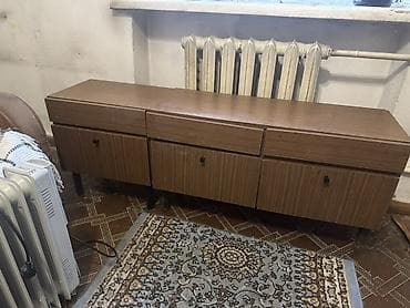 Тумбы и подставки: Тумба/комод в винтажном стиле из ДСП с шпоном под дерево. - Длинная — 3