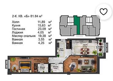 жк archa: 2 комнаты, 81 м², Элитка, 5 этаж — 4