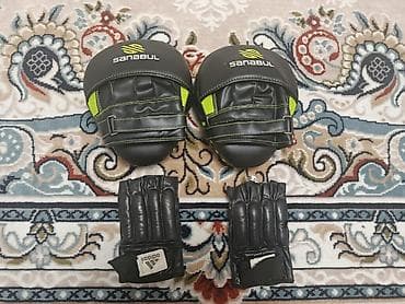 Спортивная форма: Лапы для бокса/кикбоксинга Sanabul + перчатки для лап (fingerless) — 1