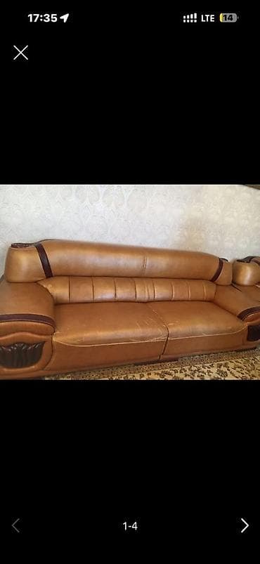 мебель из полет: Комплект мягкой мебели, Б/у, Самовывоз, цвет - Коричневый — 2