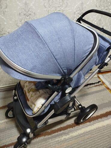 комбинезон hm детский зимний: Коляска, цвет - Голубой, Б/у — 7