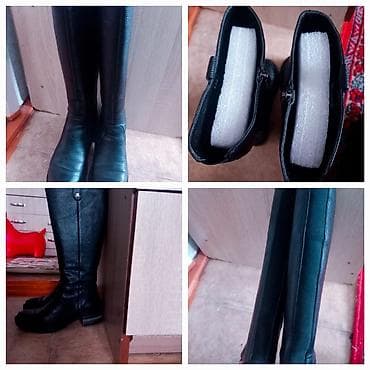 Жеке буюмдар: Высокие женские сапоги из черной натуральной кожи. - Классический — 1