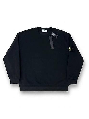 Толстовки: Свитшот Stone Island, черный 1:1 с оригиналом - Фирменный съёмный — 1