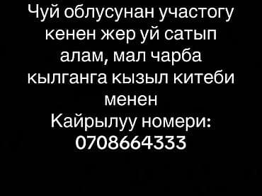 Покупка земельных участков и домов в Чуйской области. Интересует земля