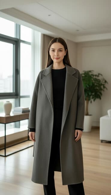 обувь ручной работы бишкек: Пальто, Халат, Осень-весна, Кашемир, Длинная модель, Без подкладки, С поясом, M — 2