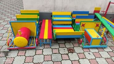 детские домики бишкек: Качели турники песочницы скамейки балансиры машинки — 5