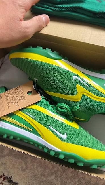 Футбольные бутсы/сороконожки Nike (цвет зелёный/жёлтый/белый) в