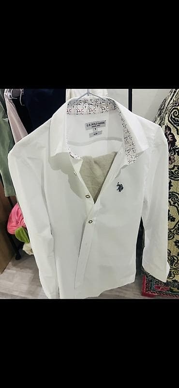 классический брюки мужские: Мужская рубашка, S, Us Polo Assn, Б/у, цвет - Белый, Самовывоз — 2