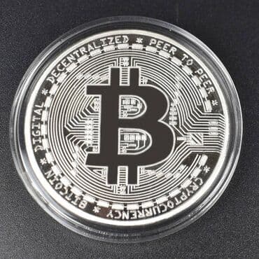 мужская серебро: Монета сувенирная подарочная Bitcoin BTC Биткоин в пластиковом — 3