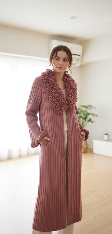 Пальто, Халат, Осень-весна, Трикотаж, Длинная модель, M