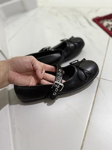 балетки лаковые: Балетки miu miu в черном цвете - Материал: гладкая натуральная кожа — 2