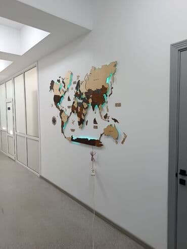 Жарык кылуу: Карта мира декоративная ширина 2 м высота 1.25м Декоративная карта — 6