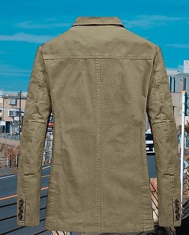 майка с капюшоном: Мужской хлопковый блейзер в стиле casual - Цвет: хаки - Крой — 2