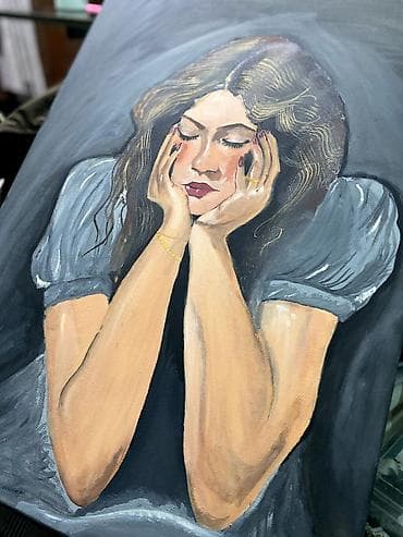 Картина «Задумчивость» Сүрөттүн өлчөмү 60×70 - Жанр: портрет -