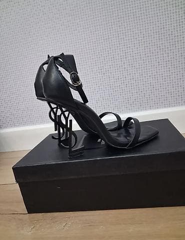 saint lauren: Женские босоножки Saint Laurent Opyum - Цвет: черный - Материал — 1