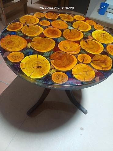 small table: Круглый журнальный столик ручной работы с декоративной столешницей из — 2