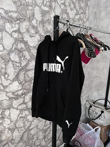 Плащи: Худи Puma, черное - Классический худи с капюшоном и шнурками - Крупный — 1