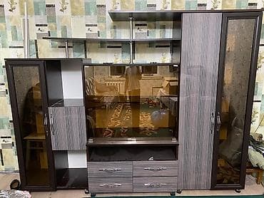 стенка горка для зала: Стенка-шкаф, Тип стенки-шкафа: Модульная, Для зала, Особенности: С отделением под телевизор — 2