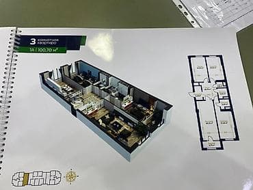 4х квартира: 3 комнаты, 100 м², Элитка, 14 этаж, Готовая ПСО (под самоотделку) — 1