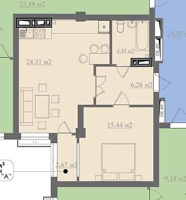 2 комнаты, 55 м², Элитка, 3 этаж, Готовая ПСО (под самоотделку)