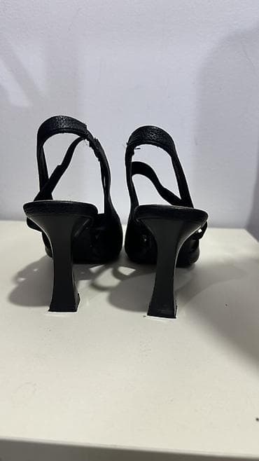 туфли каблуки: Туфли-лодочки с открытой пяткой на каблуке - Цвет: черный - Формат — 2