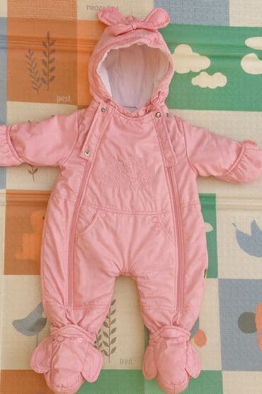 меховая куртка: Комплект, цвет - Розовый, Б/у — 1