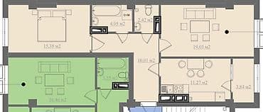 дачный: 2 комнаты, 67 м², Элитка, 4 этаж, Готовая ПСО (под самоотделку) — 1