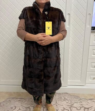 шуба желет: Шуба, Норка, Длинная модель, XL, 2XL — 5