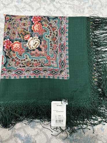 шарф 2 метр: Платок♥️Платки♥️ Павлопосадский платки✨ Размер 135см*135см с бахромой — 5