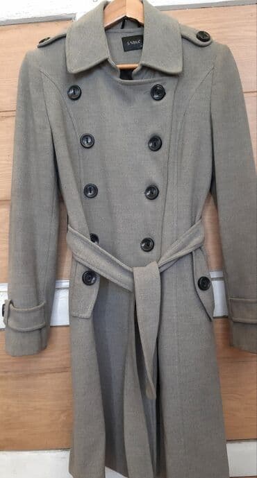 ваенный бушлат: Пальто, Драп, По колено, С поясом, Двубортная модель, С утеплителем, L — 3