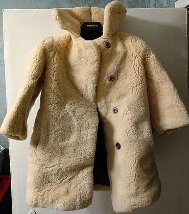 пальто шерсть: Детская шубка из овчины, цвет светло бежевый (натуральная — 1