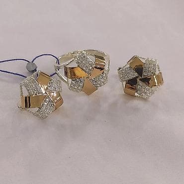 Серебряный Комплект напыление золотом пробы 925 Напыление золотом