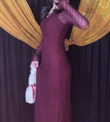 свадебное платье для беременных напрокат: Вечернее платье, Классическое, Длинная модель, С рукавами, M — 1