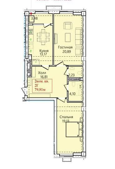 nova city: 2 комнаты, 80 м², Элитка, 8 этаж, Готовая ПСО (под самоотделку) — 1